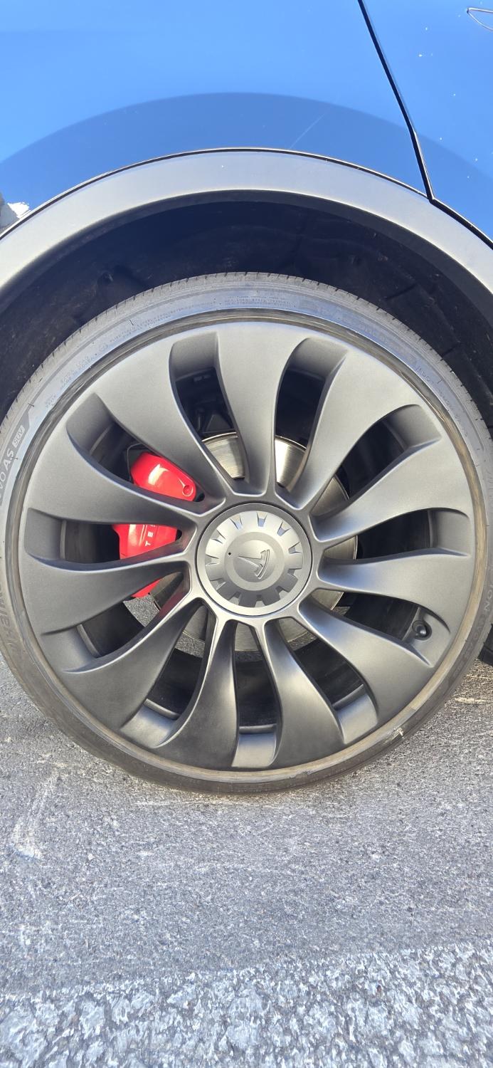 Tesla wheel after curb rash repair, Las Vegas